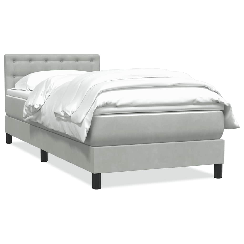 Box Spring krevet s madracem svijetlo sivi 80x220 cm samt