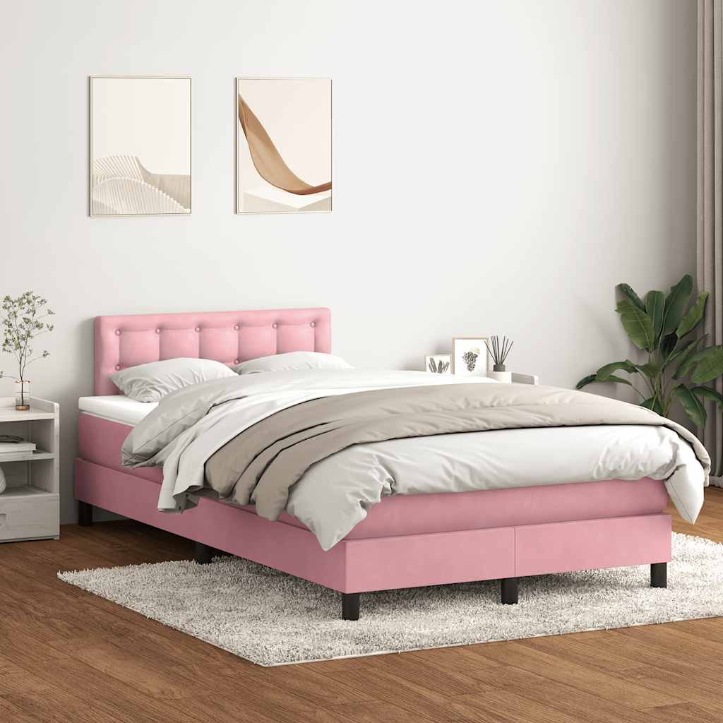 Box Spring krevet s madracem ružičasti 120x220 cm samt