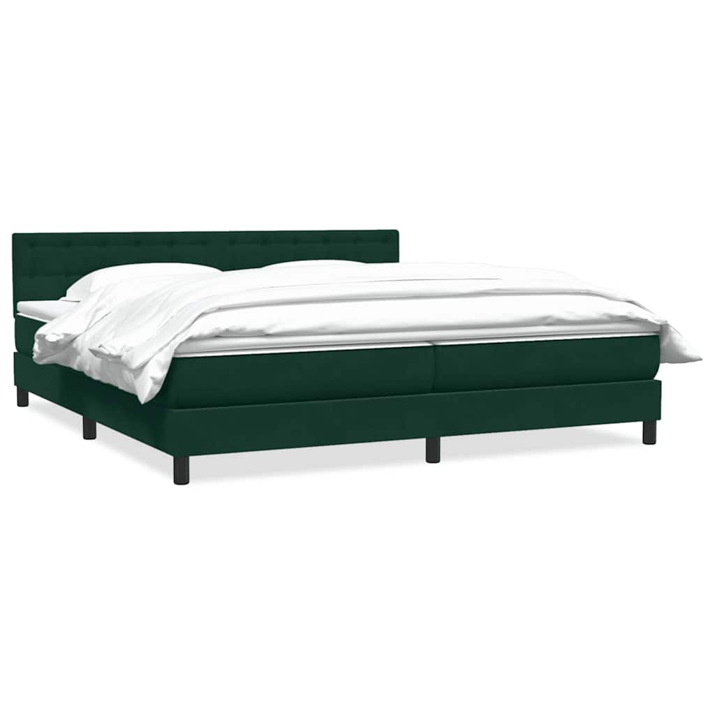 Box Spring krevet s madracem tamno zeleni 180x220 cm baršun