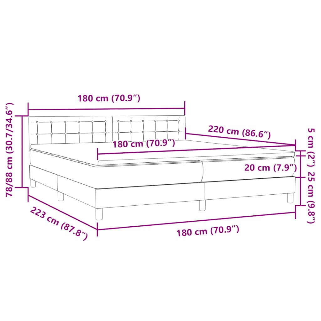Box Spring krevet s madracem tamno zeleni 180x220 cm baršun