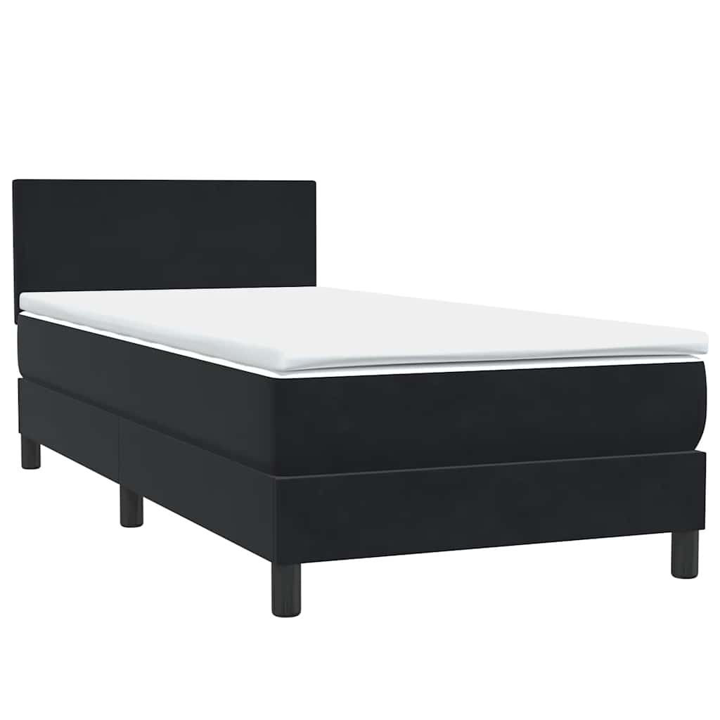 Box Spring krevet s madracem i LED crni 90x210 cm baršunasti