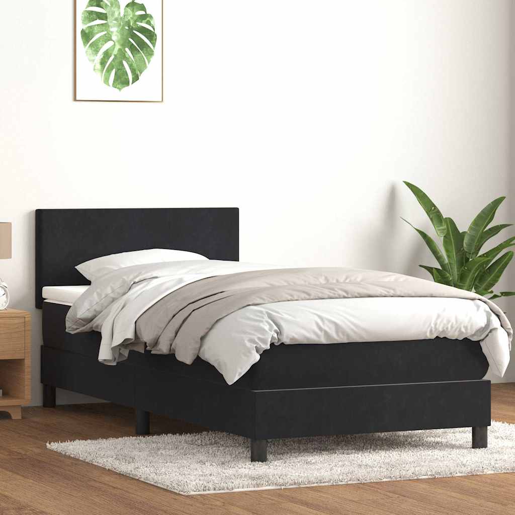Box Spring krevet s madracem i LED crni 90x210 cm baršunasti