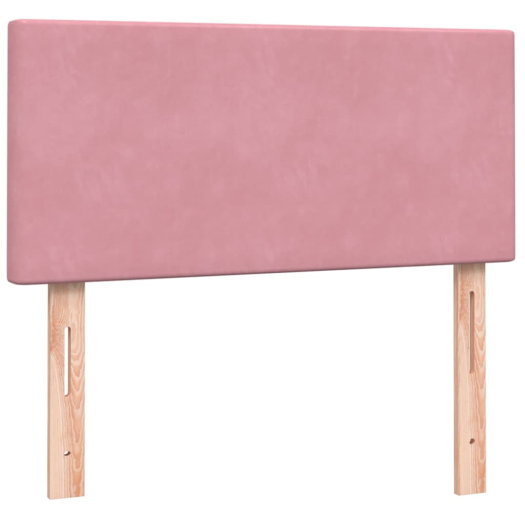 Box Spring krevet s madracem i LED ružičasti 90x210 cm samt
