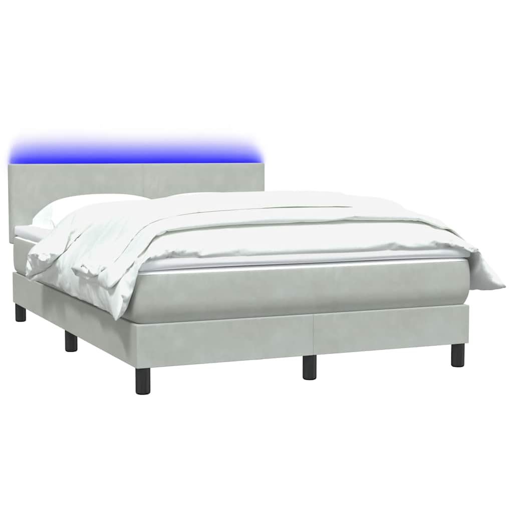 Krevet s oprugama i madracem LED svjetlosivi 160x210 cm baršunasti