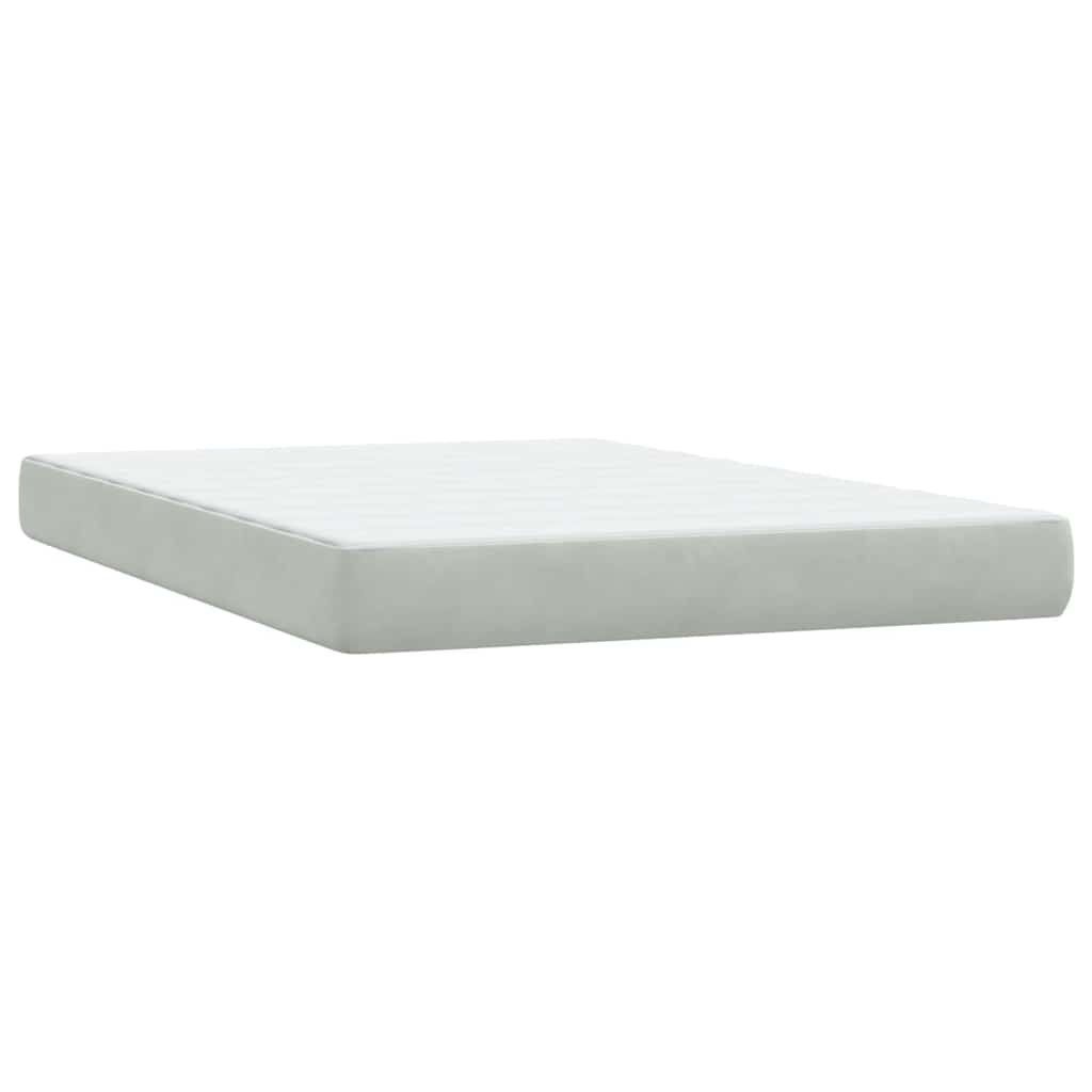 Krevet s oprugama i madracem LED svjetlosivi 160x210 cm baršunasti