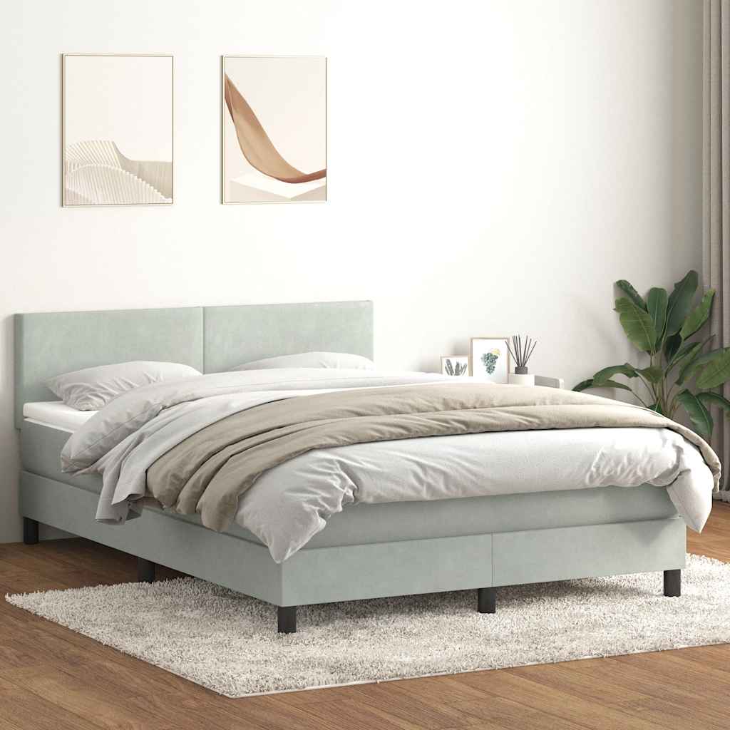 Krevet s oprugama i madracem LED svjetlosivi 160x210 cm baršunasti
