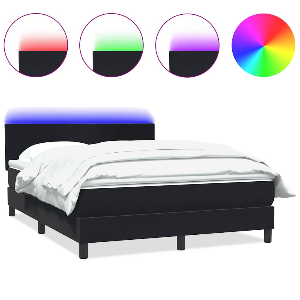 Box Spring krevet s madracem i LED crni 160x210 cm baršunasti
