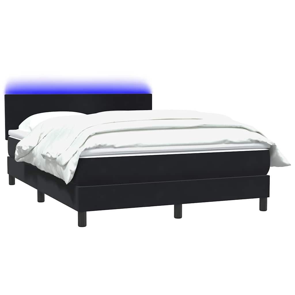 Box Spring krevet s madracem i LED crni 160x210 cm baršunasti