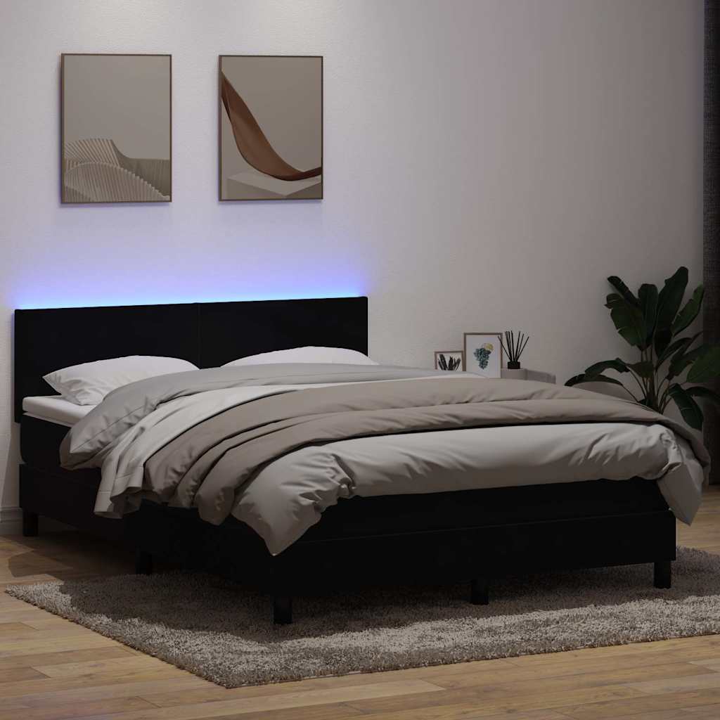 Box Spring krevet s madracem i LED crni 160x210 cm baršunasti