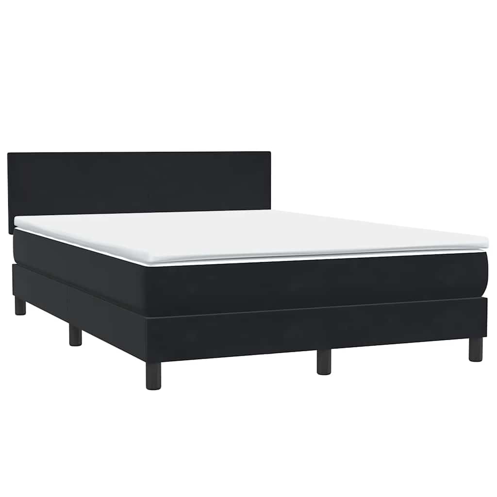 Box Spring krevet s madracem i LED crni 160x210 cm baršunasti