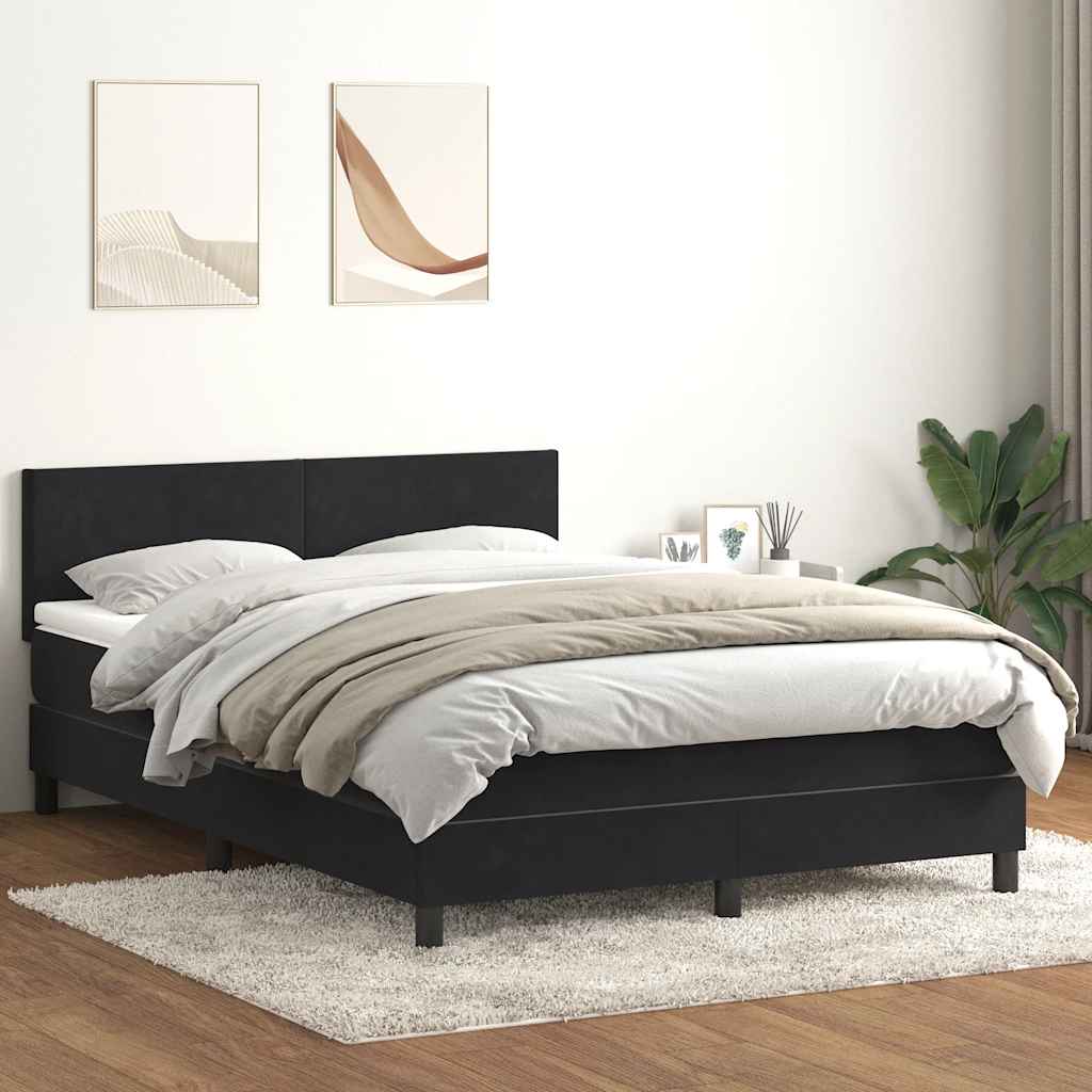 Box Spring krevet s madracem i LED crni 160x210 cm baršunasti