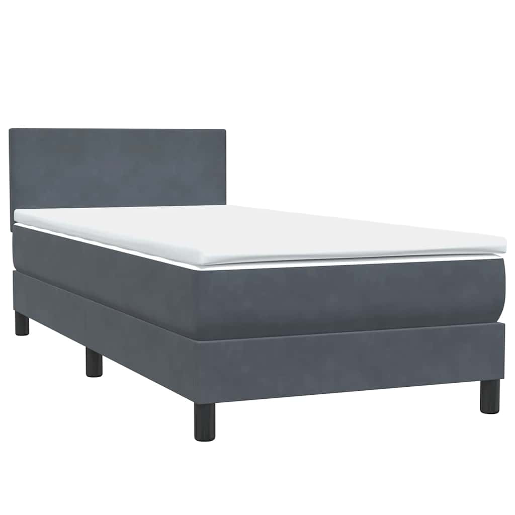 Box Spring krevet s madracem i LED tamnosivi 80 x 220 cm baršunasti