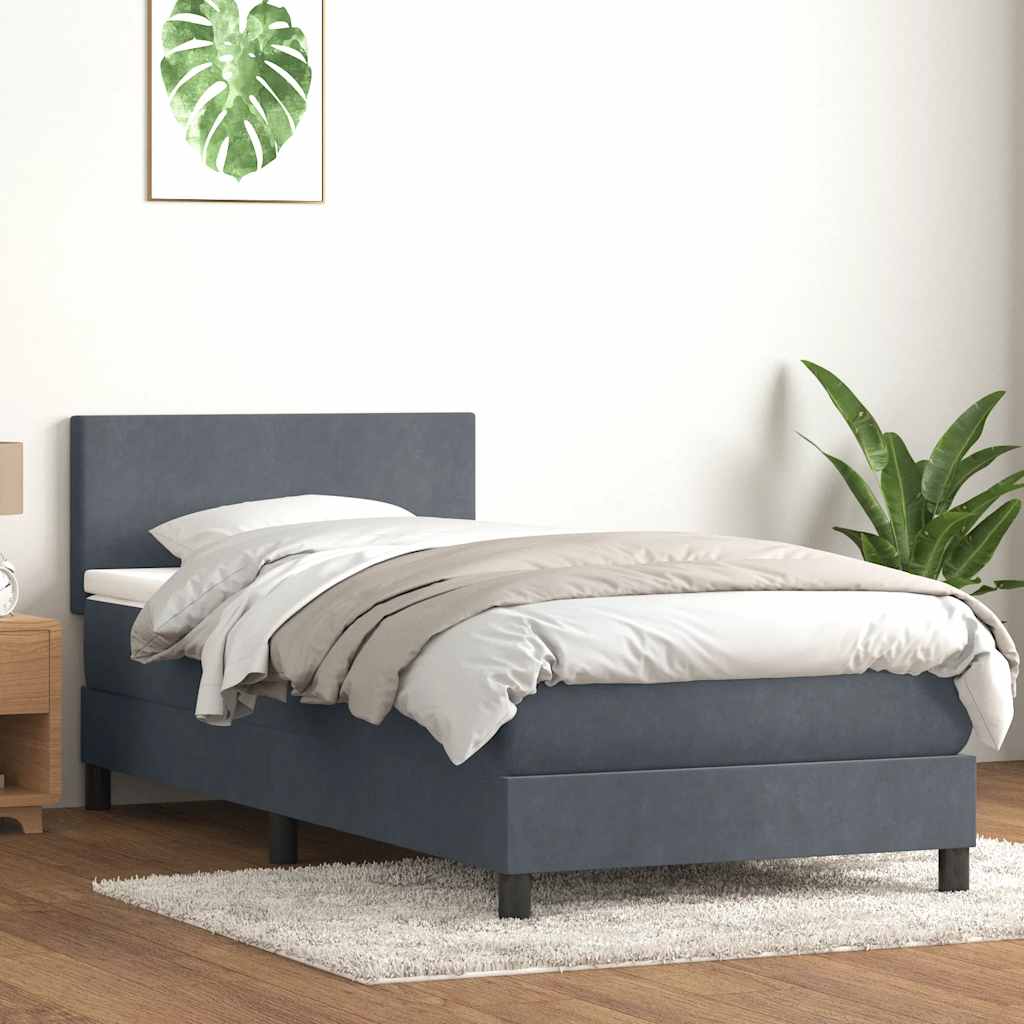 Box Spring krevet s madracem i LED tamnosivi 80 x 220 cm baršunasti