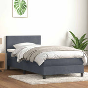 Box Spring krevet s madracem i LED tamnosivi 80 x 220 cm baršunasti