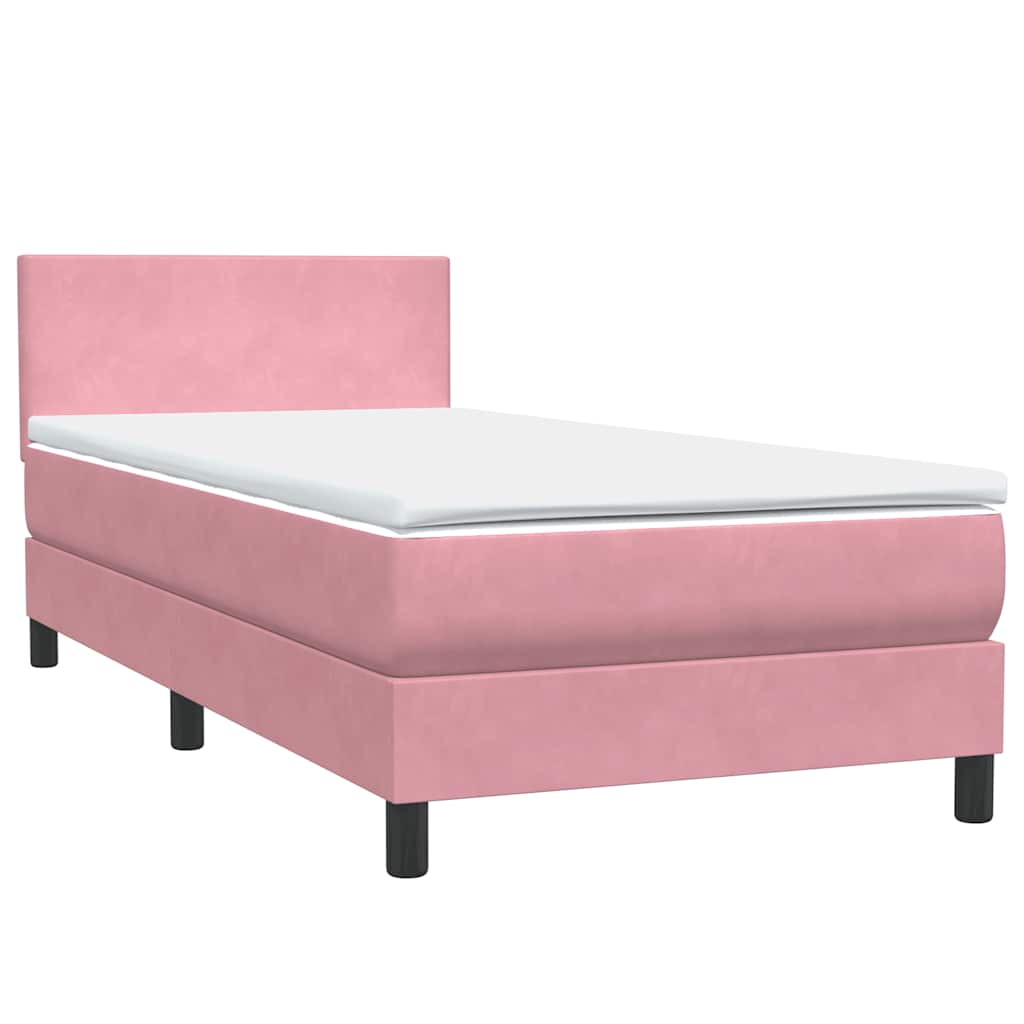 Box Spring krevet s madracem i LED ružičasti 80 x 220 cm baršunasti