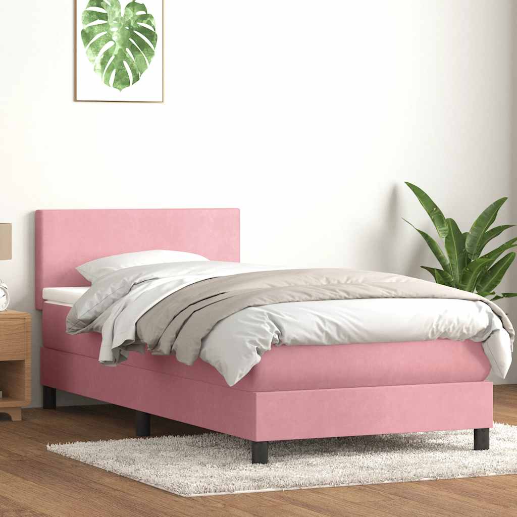 Box Spring krevet s madracem i LED ružičasti 80 x 220 cm baršunasti