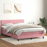 Box Spring krevet s madracem i LED ružičasti 140x220 cm baršun