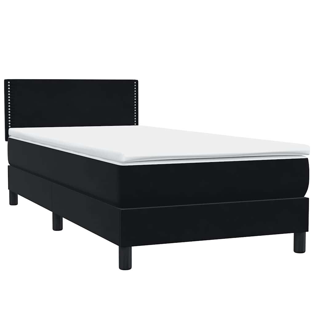 Box Spring krevet s madracem i LED crni 90x210 cm baršunasti