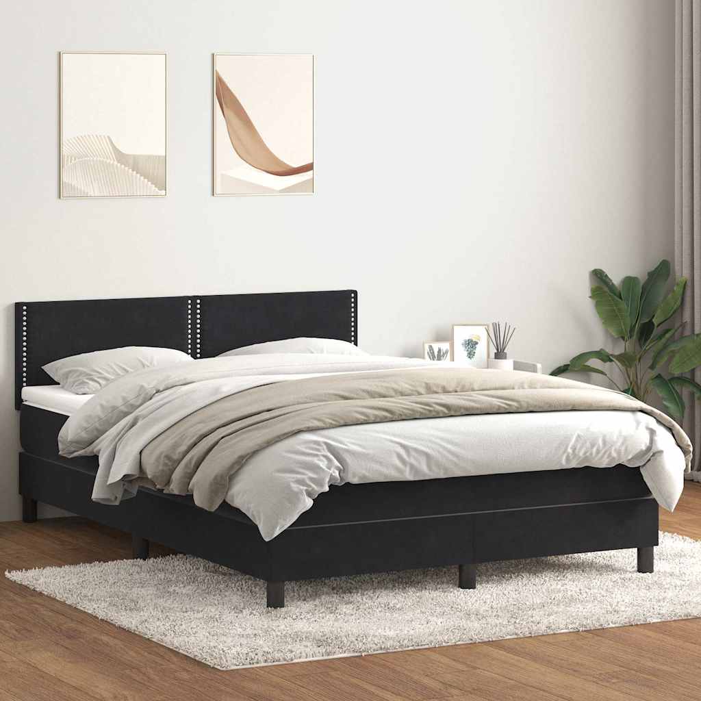 Box Spring krevet s madracem i LED crni 160x210 cm baršunasti