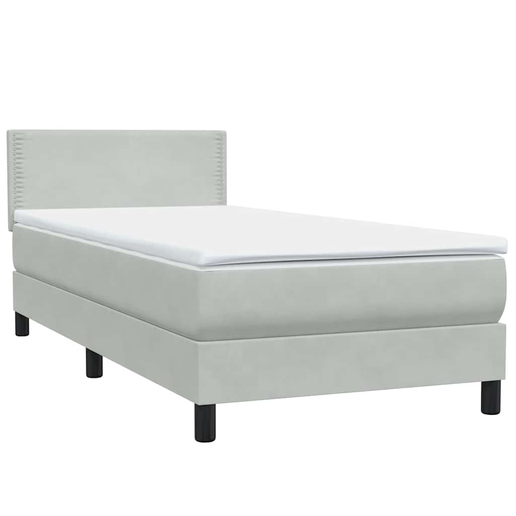 Box Spring krevet s madracem i LED svijetlo sivi 80x220 cm samt