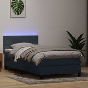 Box Spring krevet s madracem i LED tamno sivi 80x210 cm baršun