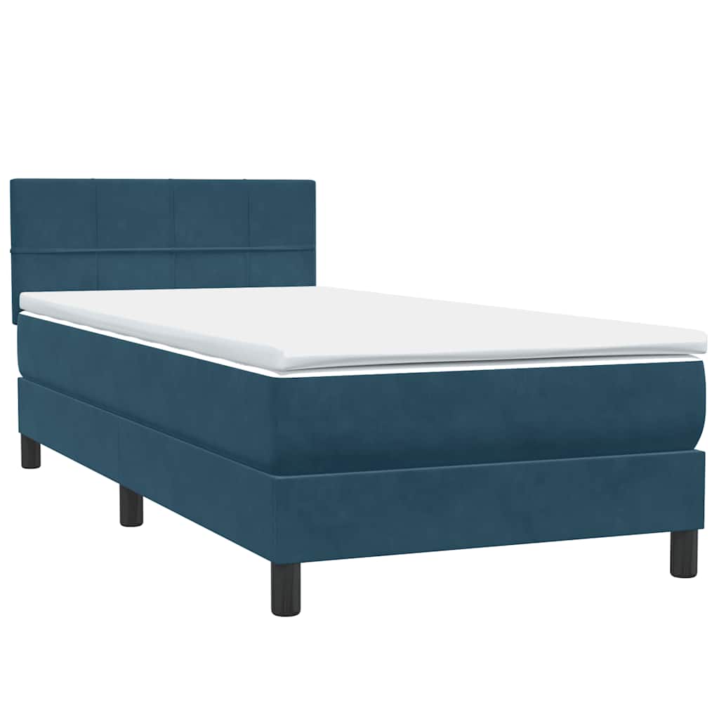 Box Spring krevet s madracem i LED tamnoplavi 80x210 cm baršun
