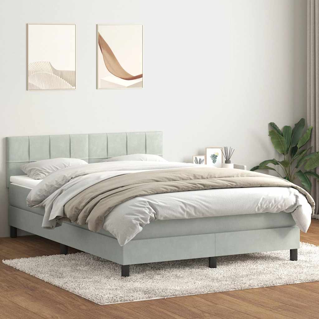 Krevet s oprugama i madracem LED svjetlosivi 160x210 cm baršunasti