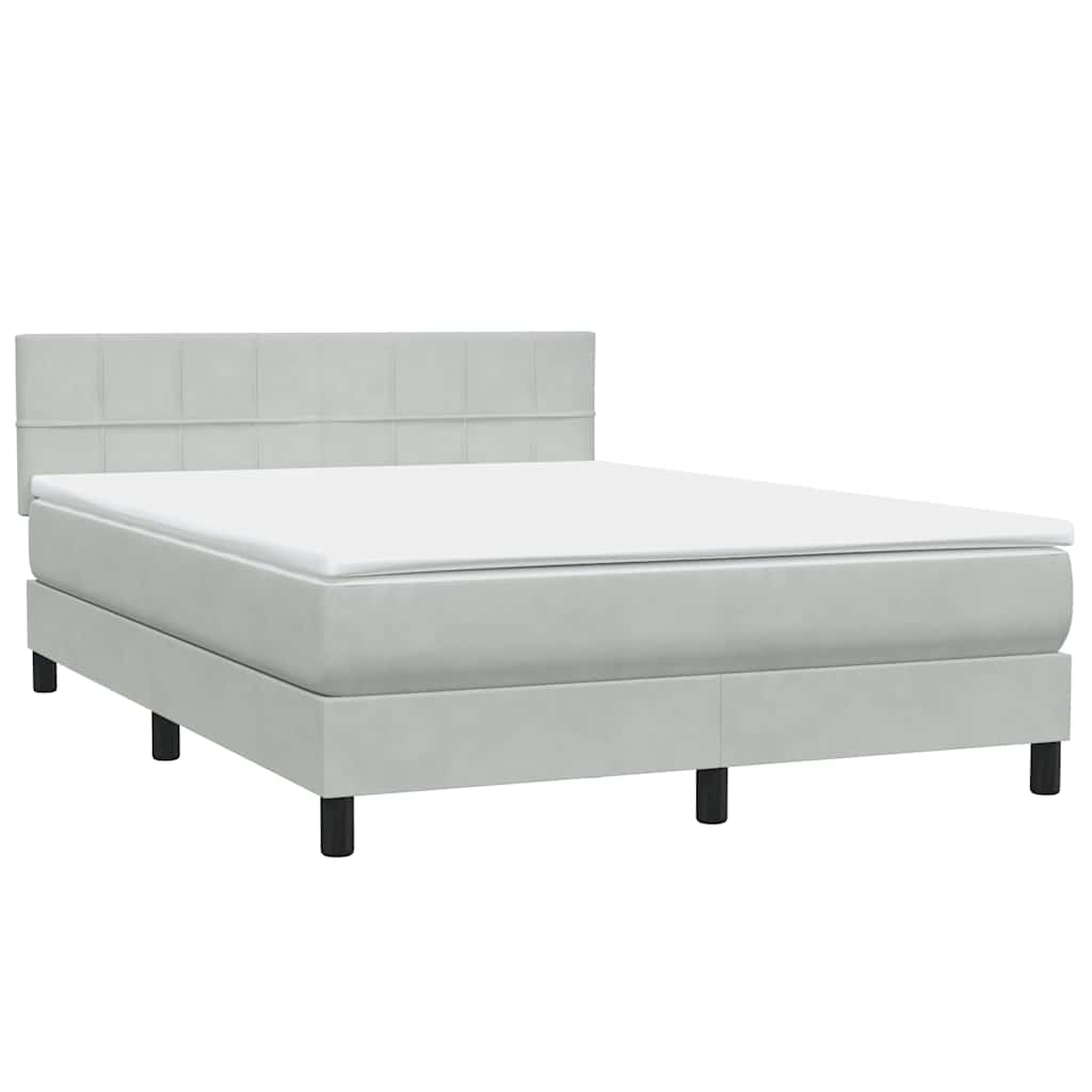 Krevet s oprugama i madracem LED svjetlosivi 160x210 cm baršunasti