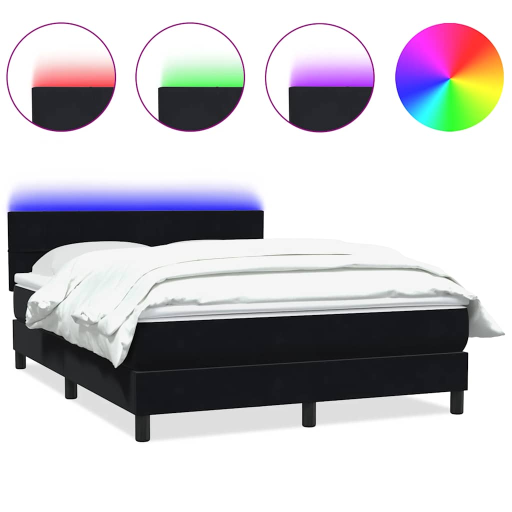 Box Spring krevet s madracem i LED crni 160x210 cm baršunasti