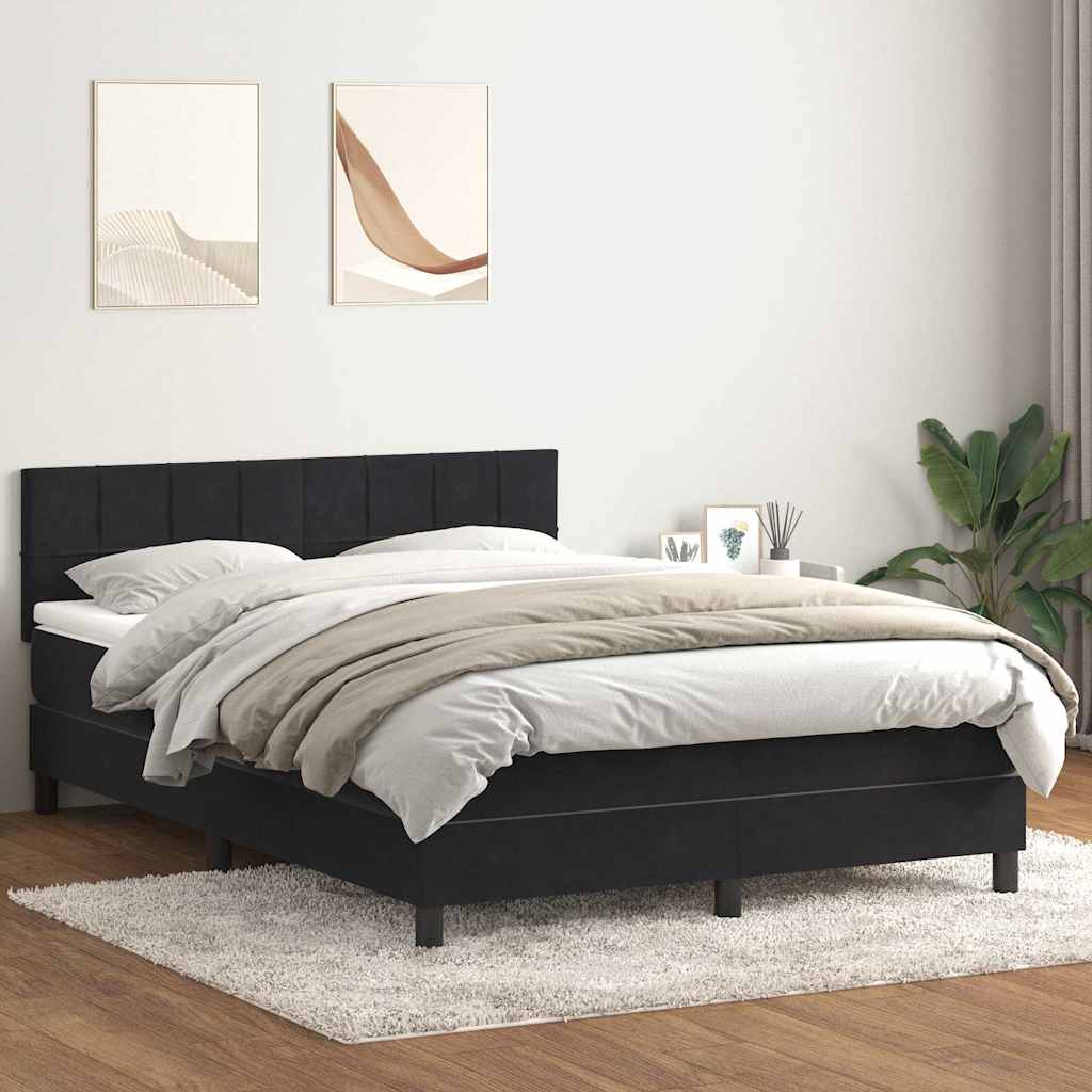 Box Spring krevet s madracem i LED crni 160x210 cm baršunasti