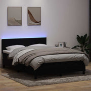Box Spring krevet s madracem i LED crni 160x210 cm baršunasti
