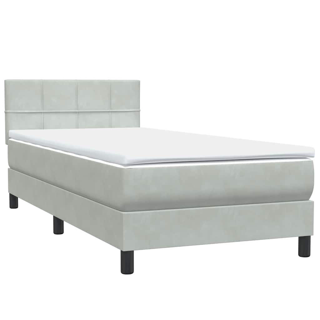 Box Spring krevet s madracem i LED svijetlo sivi 80x220 cm samt