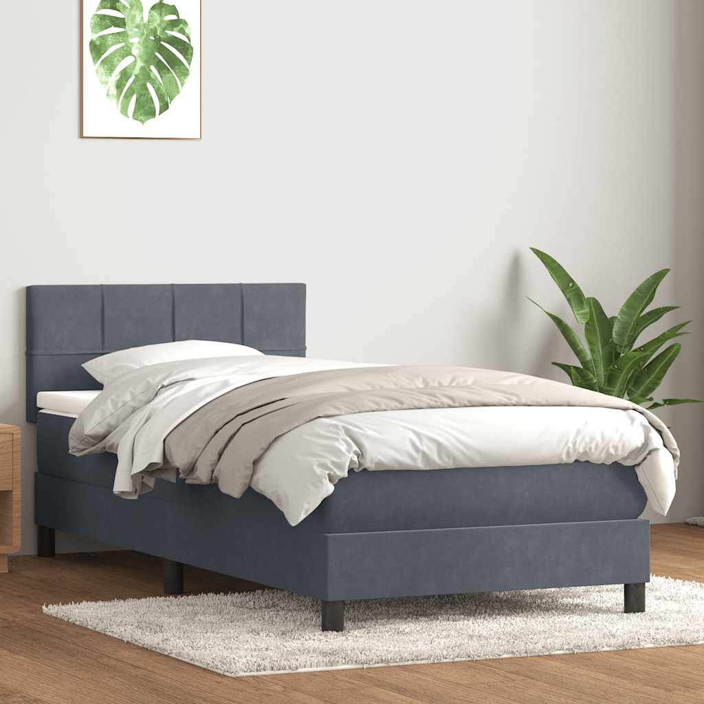 Box Spring krevet s madracem i LED tamnosivi 80 x 220 cm baršunasti
