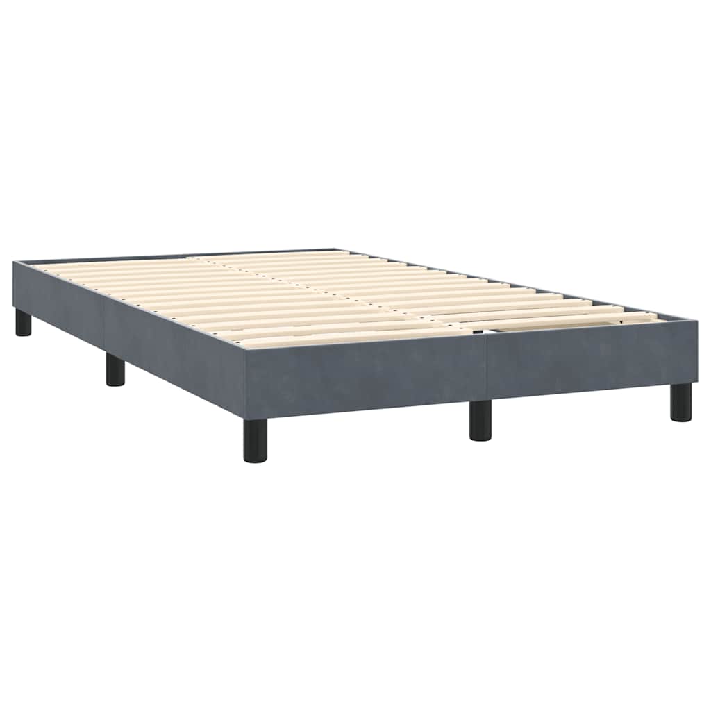Box Spring krevet s madracem i LED tamno sivi 120x220 cm baršun