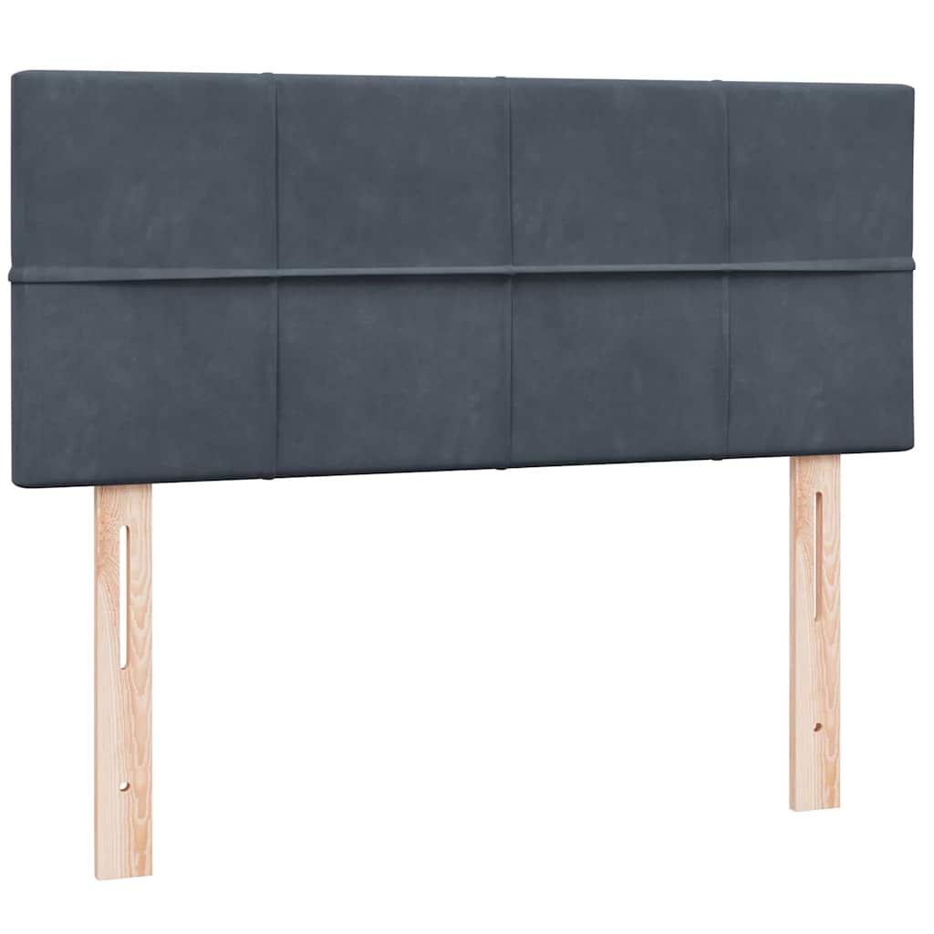 Box Spring krevet s madracem i LED tamno sivi 120x220 cm baršun