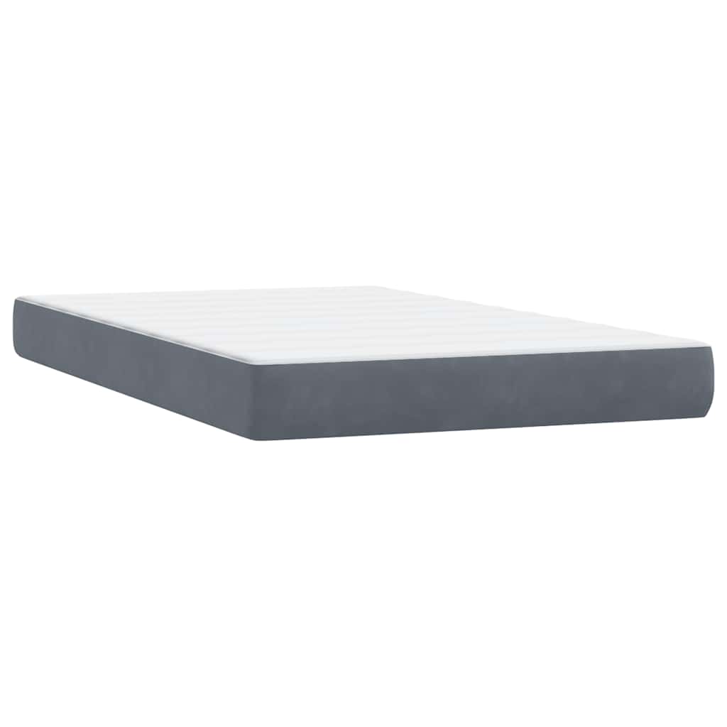 Box Spring krevet s madracem i LED tamno sivi 120x220 cm baršun