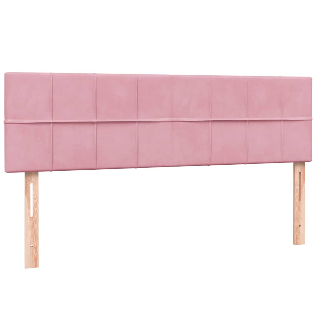 Box Spring krevet s madracem i LED ružičasti 160x220 cm baršun