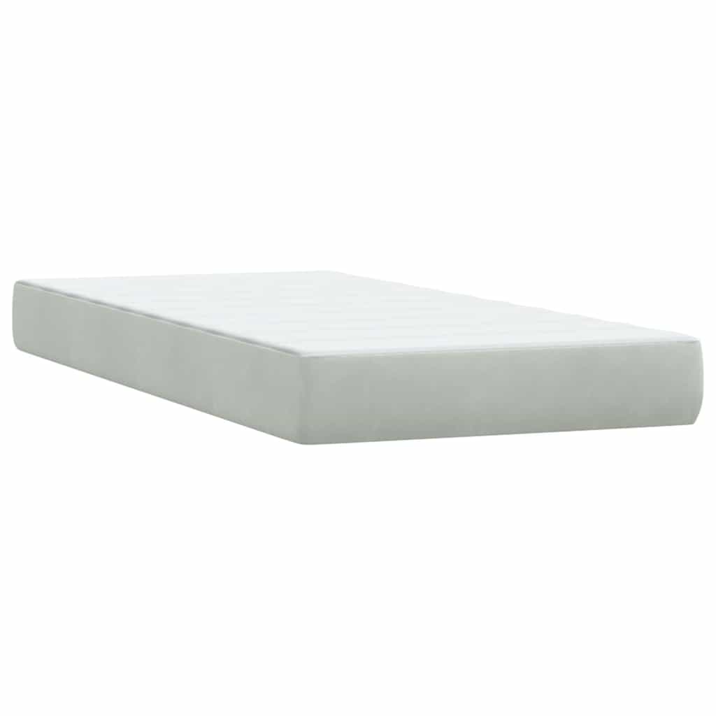 Box Spring krevet s madracem i LED svijetlo sivi 80x210 cm baršun