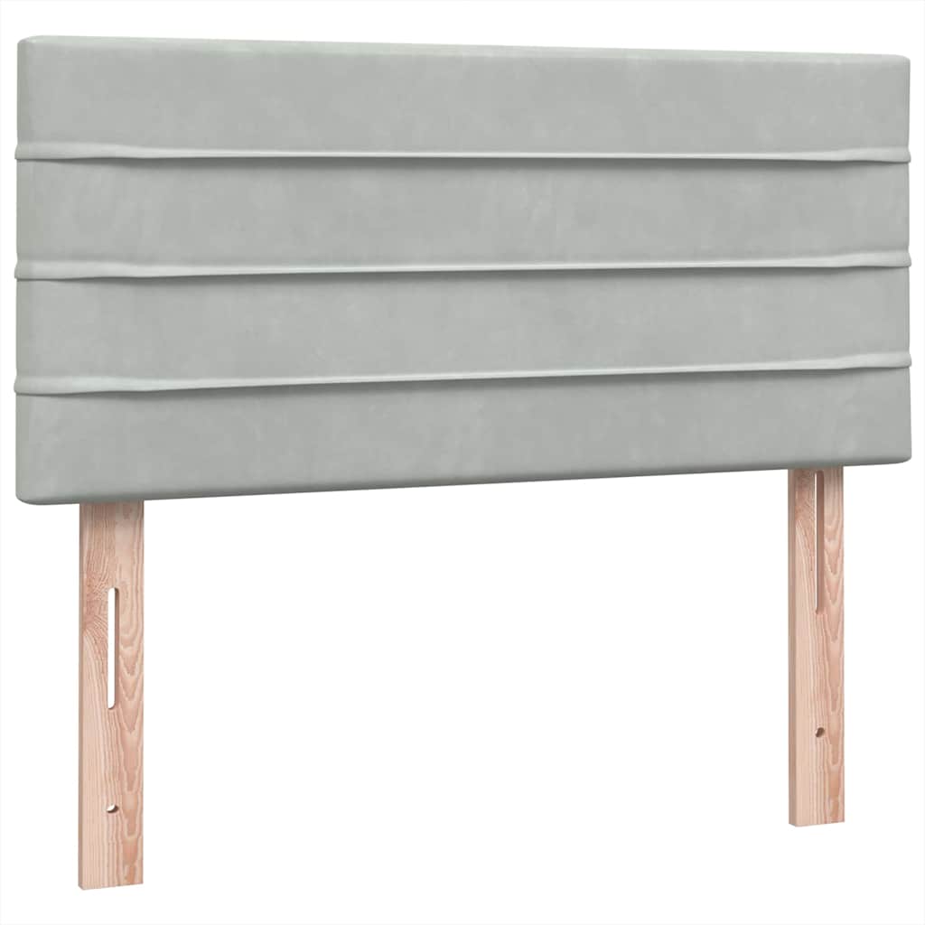 Box Spring krevet s madracem i LED svijetlo sivi 80x210 cm baršun