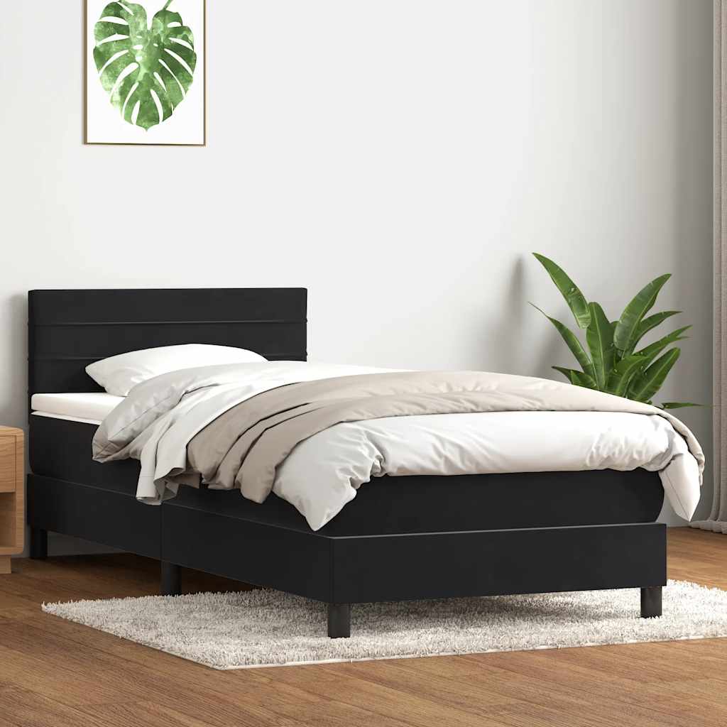 Box Spring krevet s madracem i LED crni 90x210 cm baršunasti