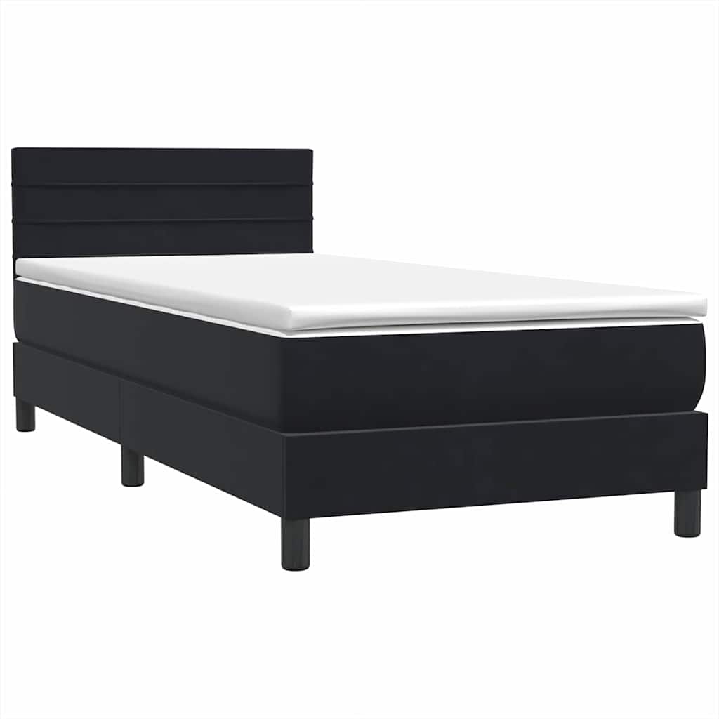Box Spring krevet s madracem i LED crni 90x210 cm baršunasti