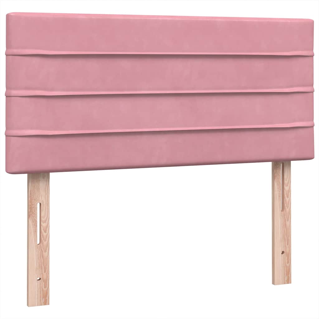 Box Spring krevet s madracem i LED ružičasti 90x210 cm samt
