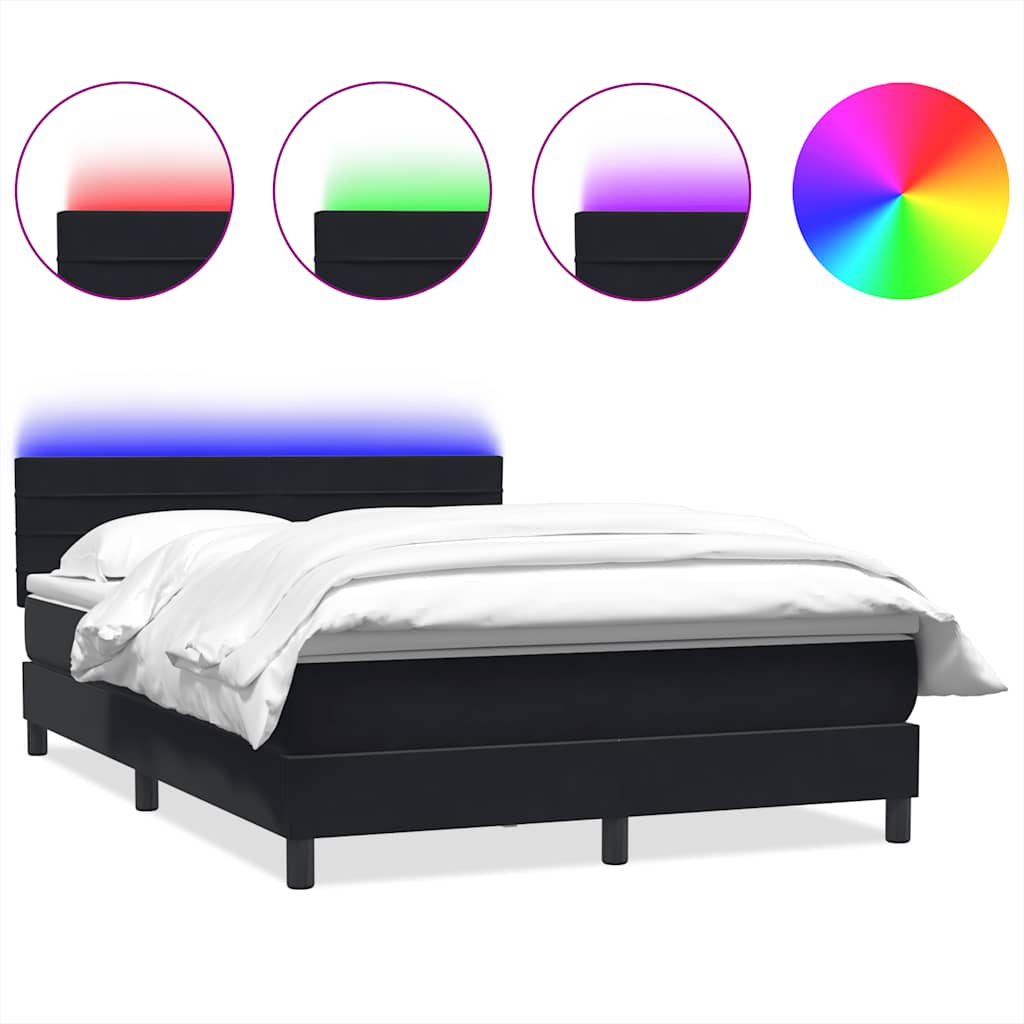 Box Spring krevet s madracem i LED crni 160x210 cm baršunasti