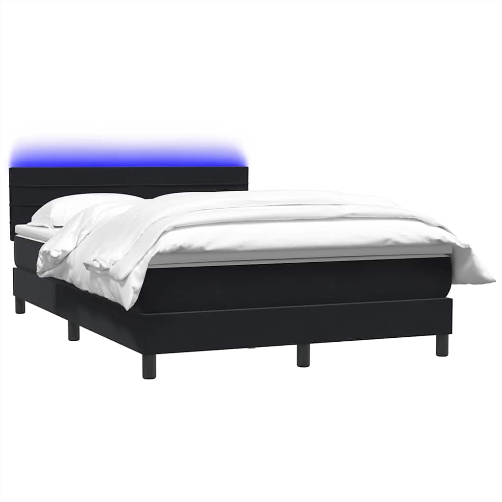 Box Spring krevet s madracem i LED crni 160x210 cm baršunasti
