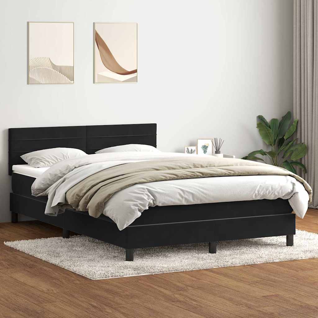 Box Spring krevet s madracem i LED crni 160x210 cm baršunasti