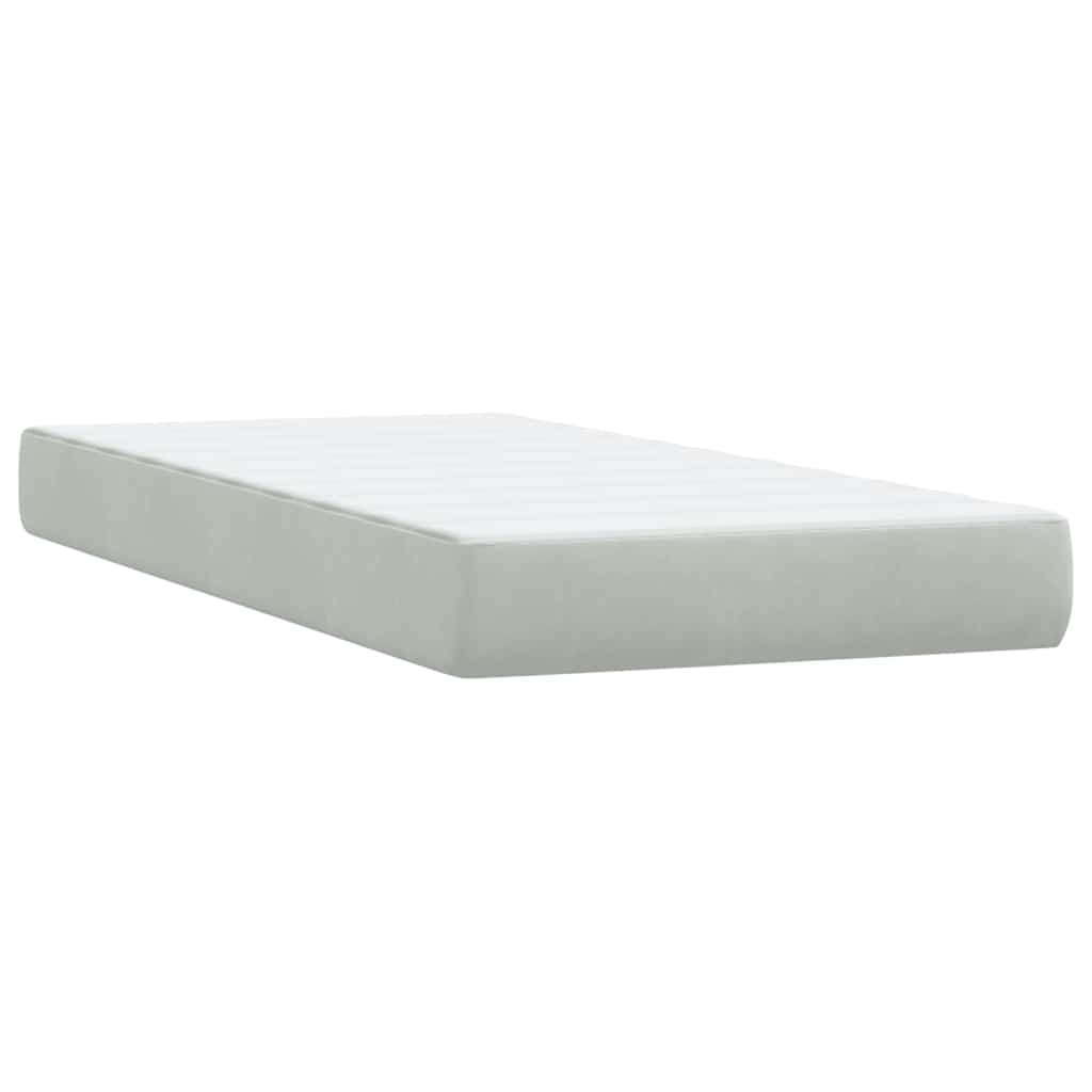 Box Spring krevet s madracem i LED svijetlo sivi 80x220 cm samt