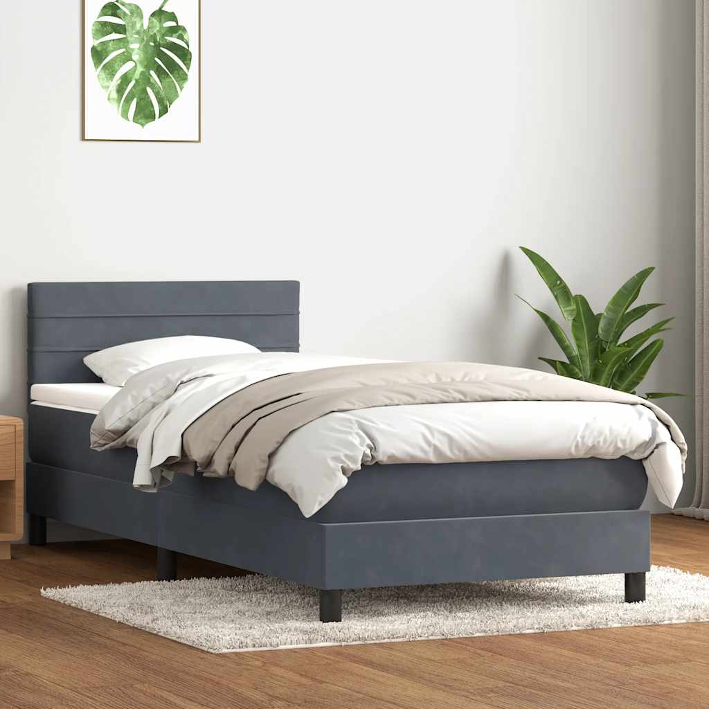 Box Spring krevet s madracem i LED tamnosivi 80 x 220 cm baršunasti