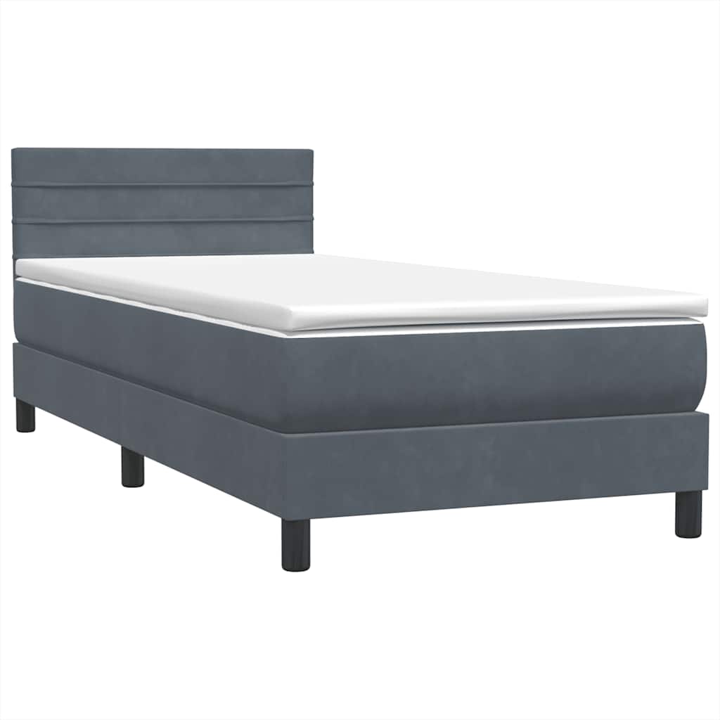 Box Spring krevet s madracem i LED tamnosivi 80 x 220 cm baršunasti
