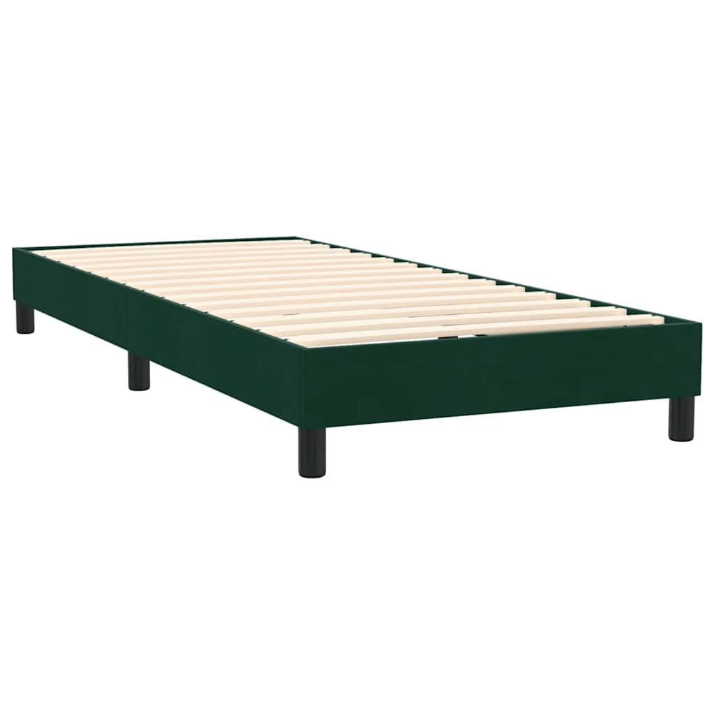 Box Spring krevet s madracem i LED tamnozeleni 80x220 cm baršun