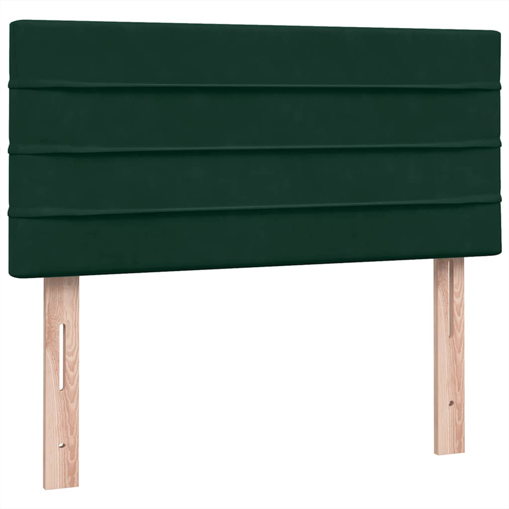 Box Spring krevet s madracem i LED tamnozeleni 80x220 cm baršun